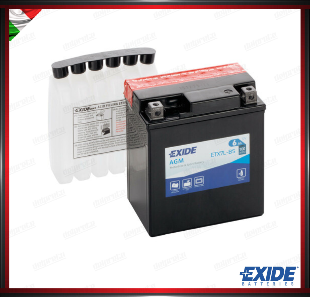 EXETX7L-BS BATTERA EXIDE BIKE 12V AGM - 6 Ah - 100 A - MISURA 115x70x130 mm