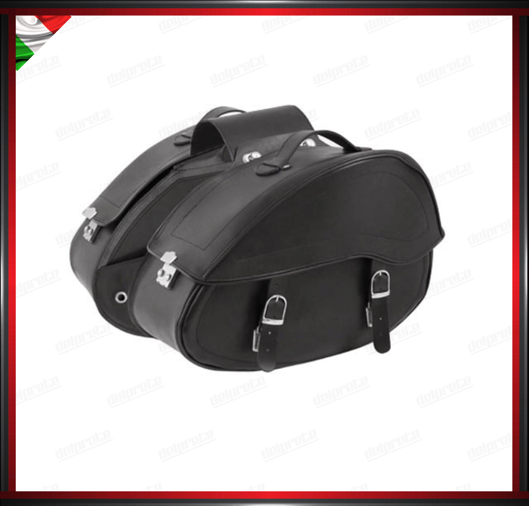 COPPIA BORSE LATERALI RIGIDE MOTO IN PELLE NERO VINTAGE COPPER CUSTOM 30 LITRI