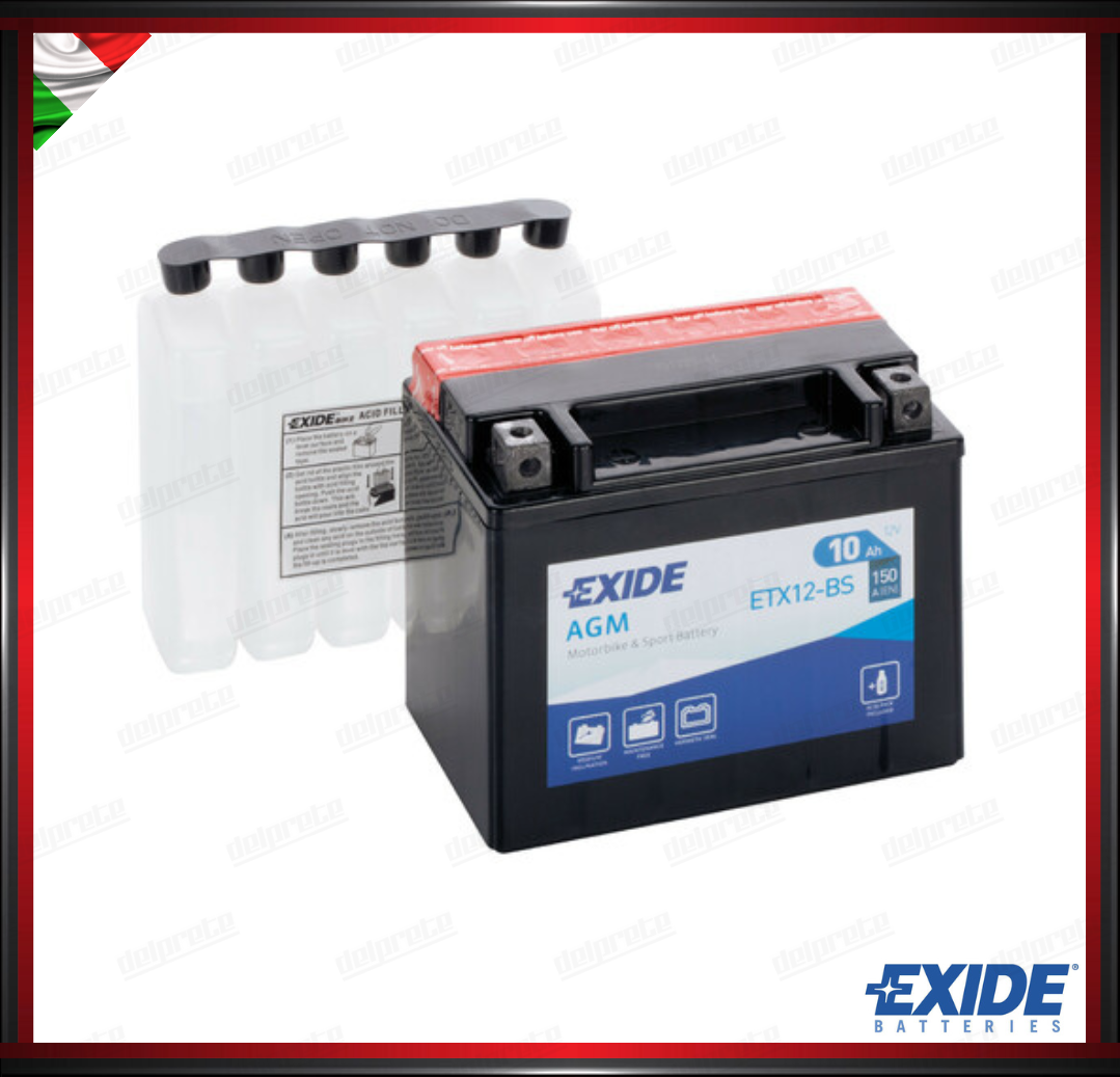 EXETX12-BS BATTERA EXIDE BIKE 12V AGM - 10 Ah - 150 A - MISURA 150x90x130 mm