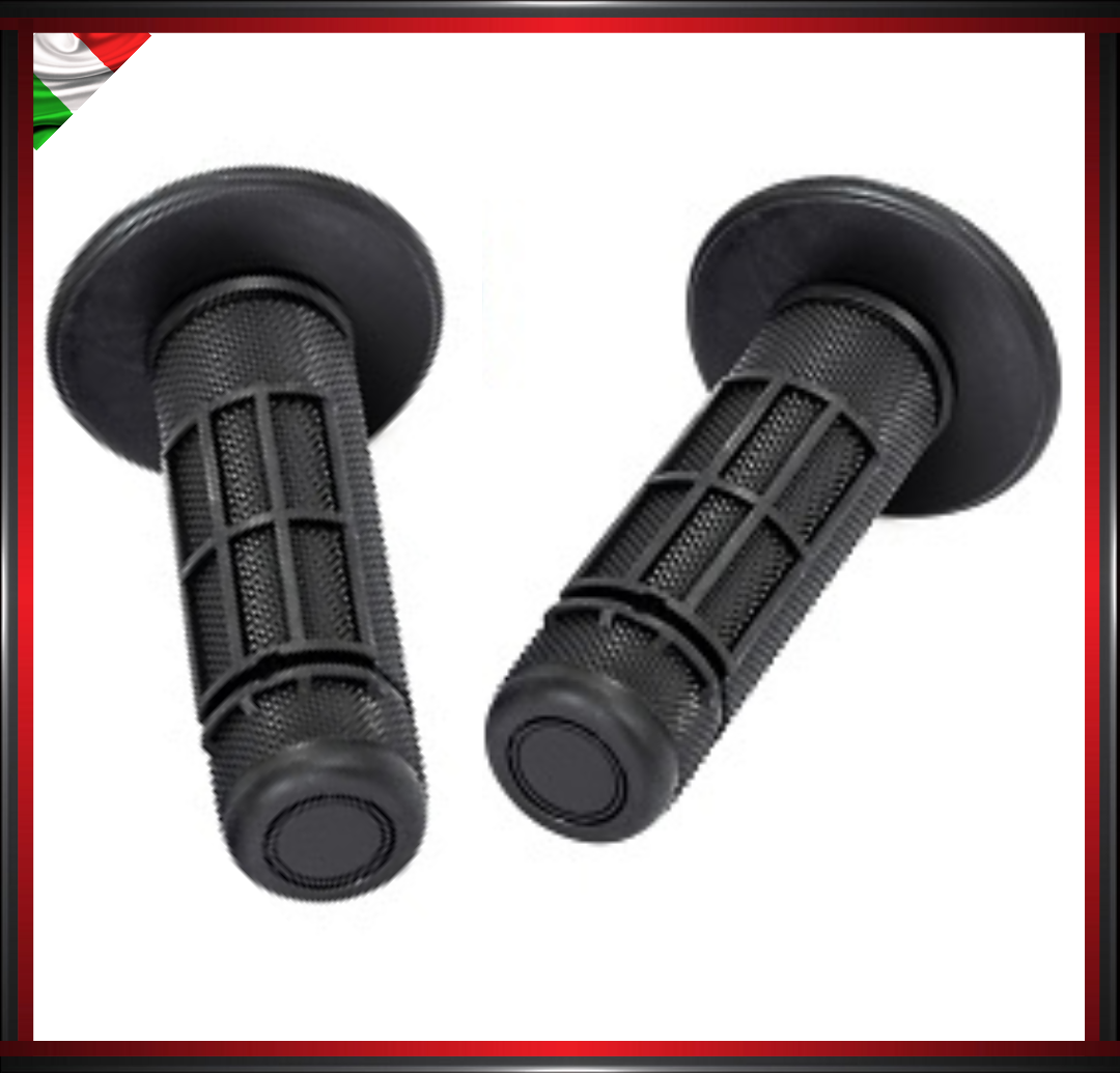 COPPIA MANOPOLE GOMMA UNIVERSALE CHIUSE NERO PER MOTO TRIAL E SCOOTER CROSS