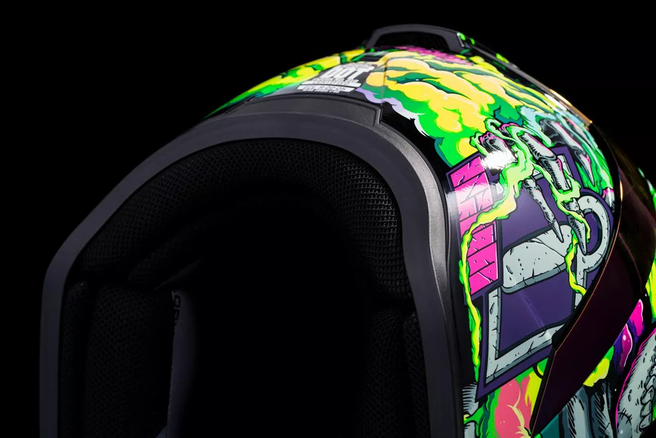 CASCO INTEGRALE - ICON AIRFORM HIPPY DIPPY - OMOLOGATO ECE 2206 VERDE TESCHIO