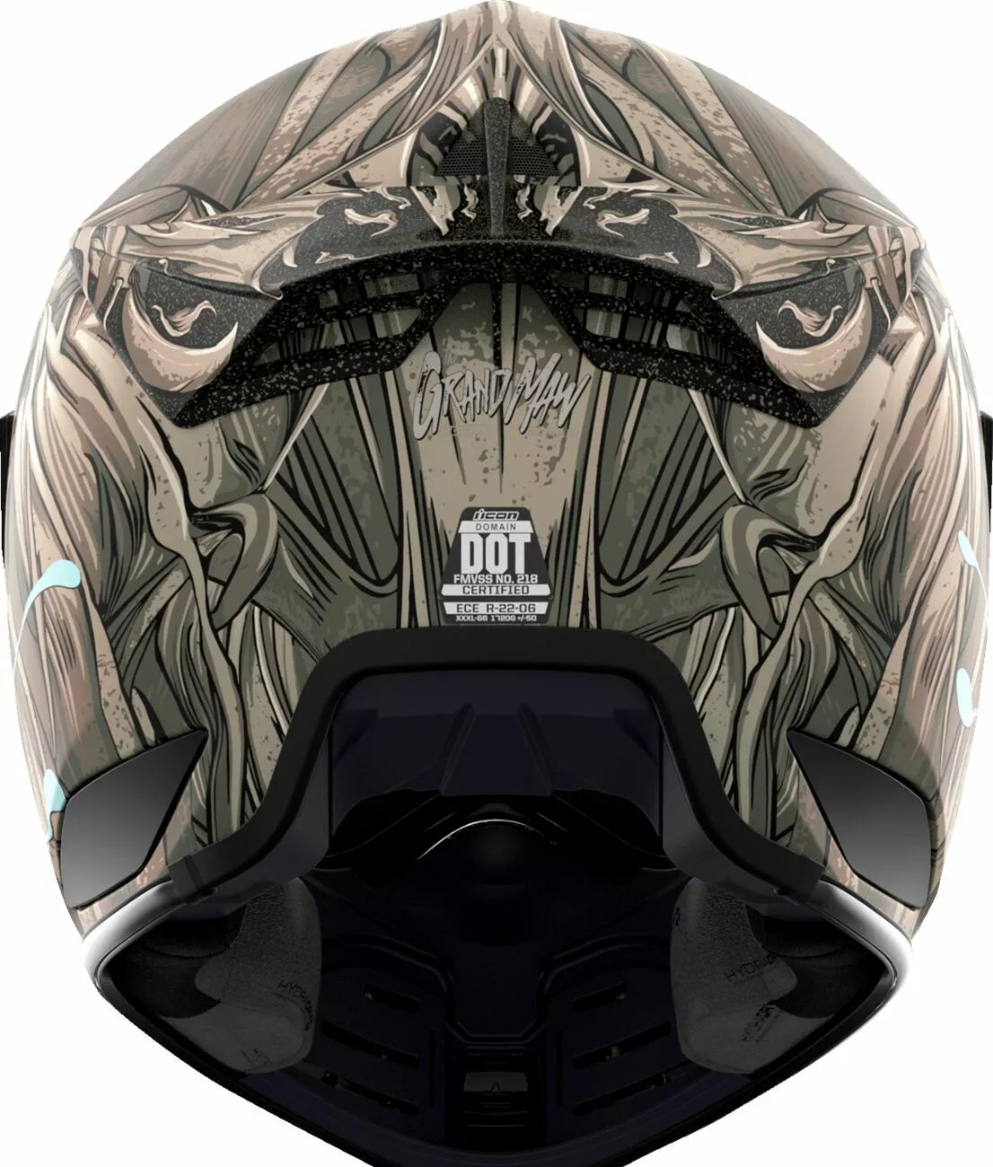 CASCO INTEGRALE - ICON DOMAIN GRAND MAW - OMOLOGATO ECE 2206 AEROGRAFATO