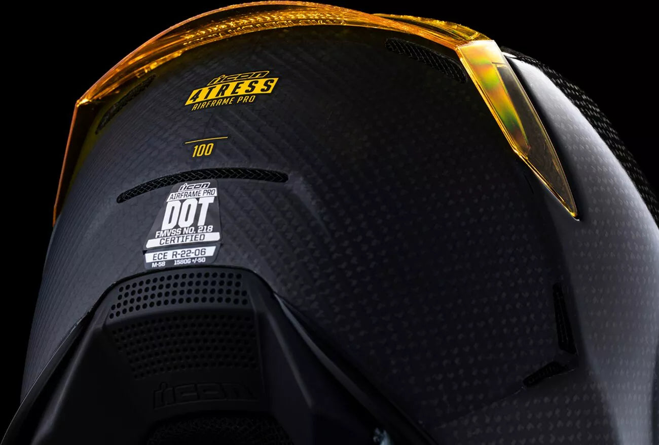 CASCO INTEGRALE - ICON AIRFRAME PRO CARBON 4 TRESS - OMOLOGATO ECE 2206 CARBONIO ORO