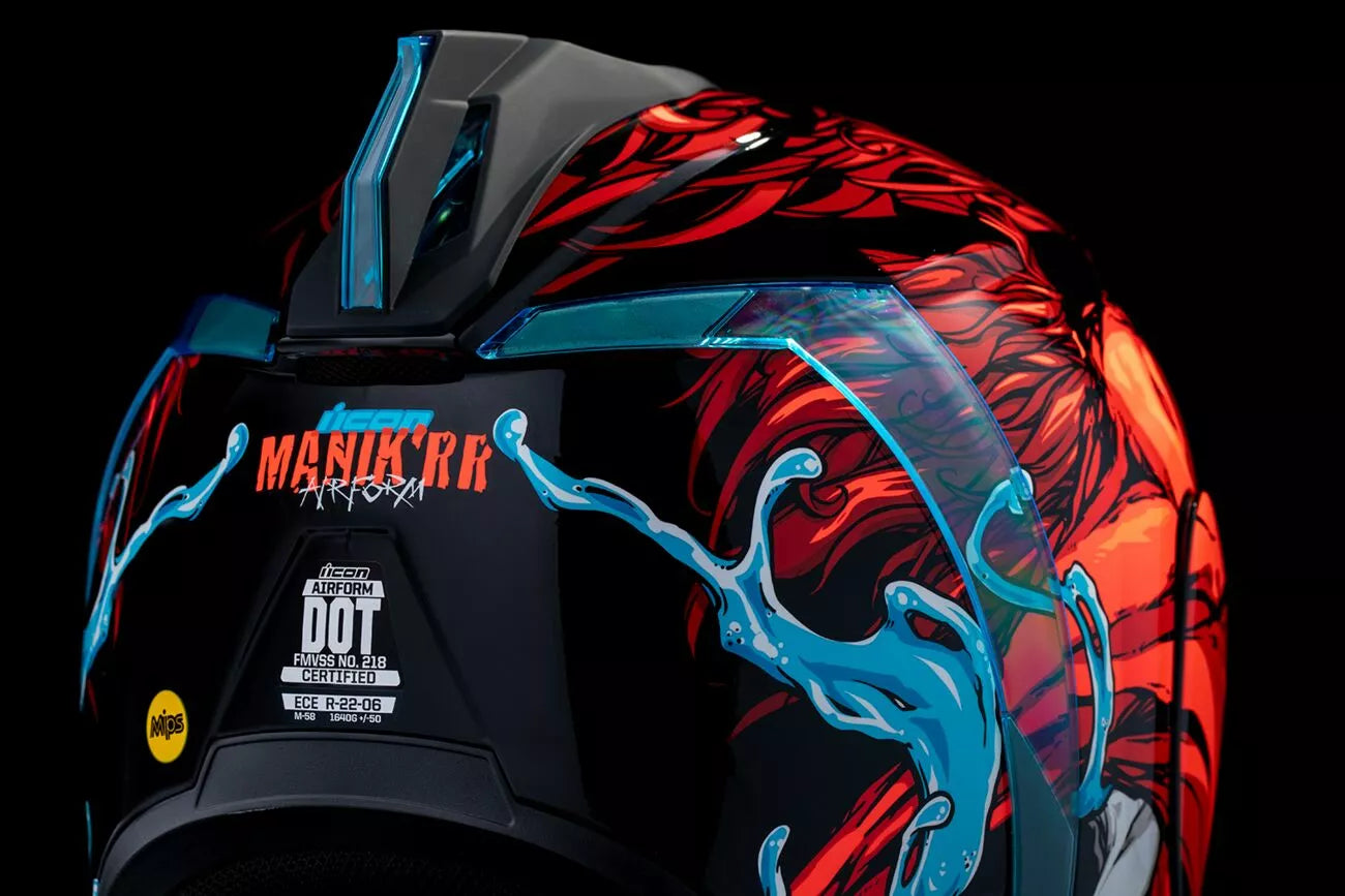 CASCO INTEGRALE - ICON AIRFORM MANIK'RR MIPS - OMOLOGATO ECE 2206 ROSSO AZZURRO