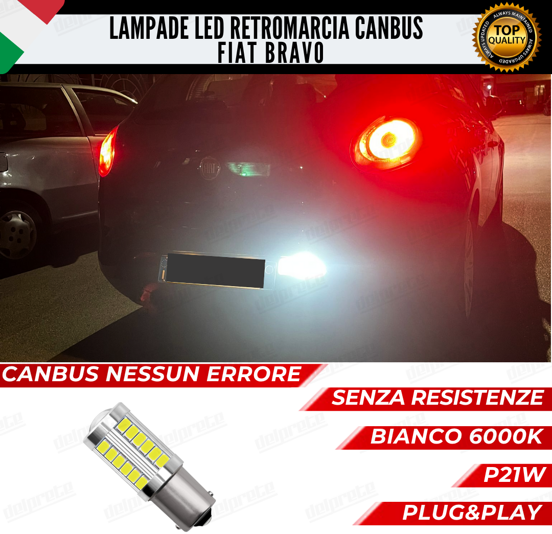 LAMPADA RETROMARCIA LED FIAT BRAVO 33 LED BA15S P21W CANBUS NO ERRORE