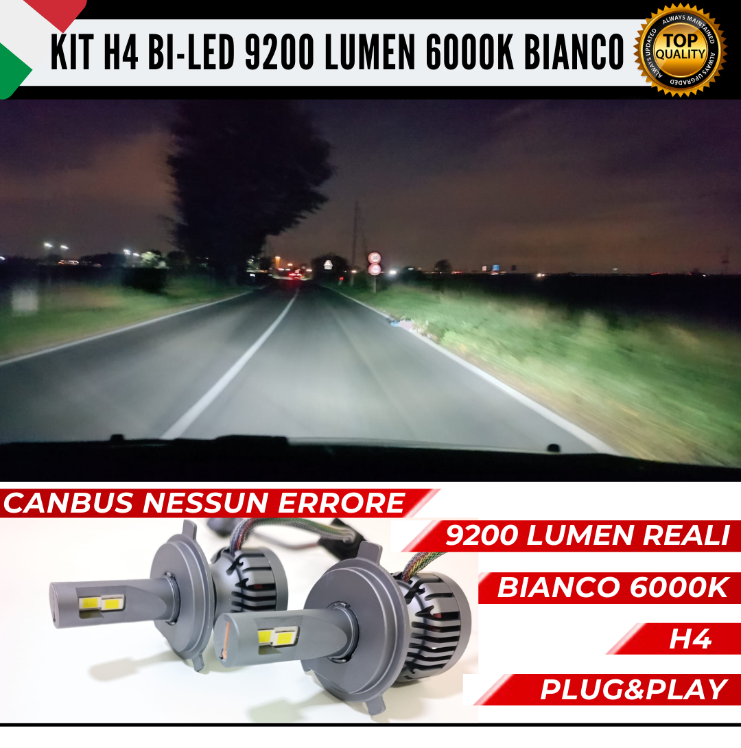 CONVERSIONE LED H4 FIAT PANDA MK1 + ADATTATORI 9600 LUMEN 100% NO ERROR ANABB+ABB
