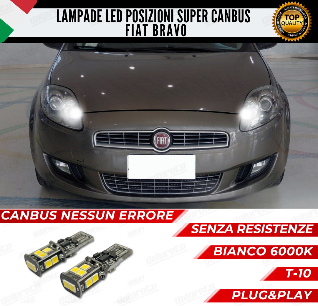 POSIZIONI LED FIAT BRAVO T-10 LED SUPER CANBUS REALE 100% NO ERROR PLUG/PLAY