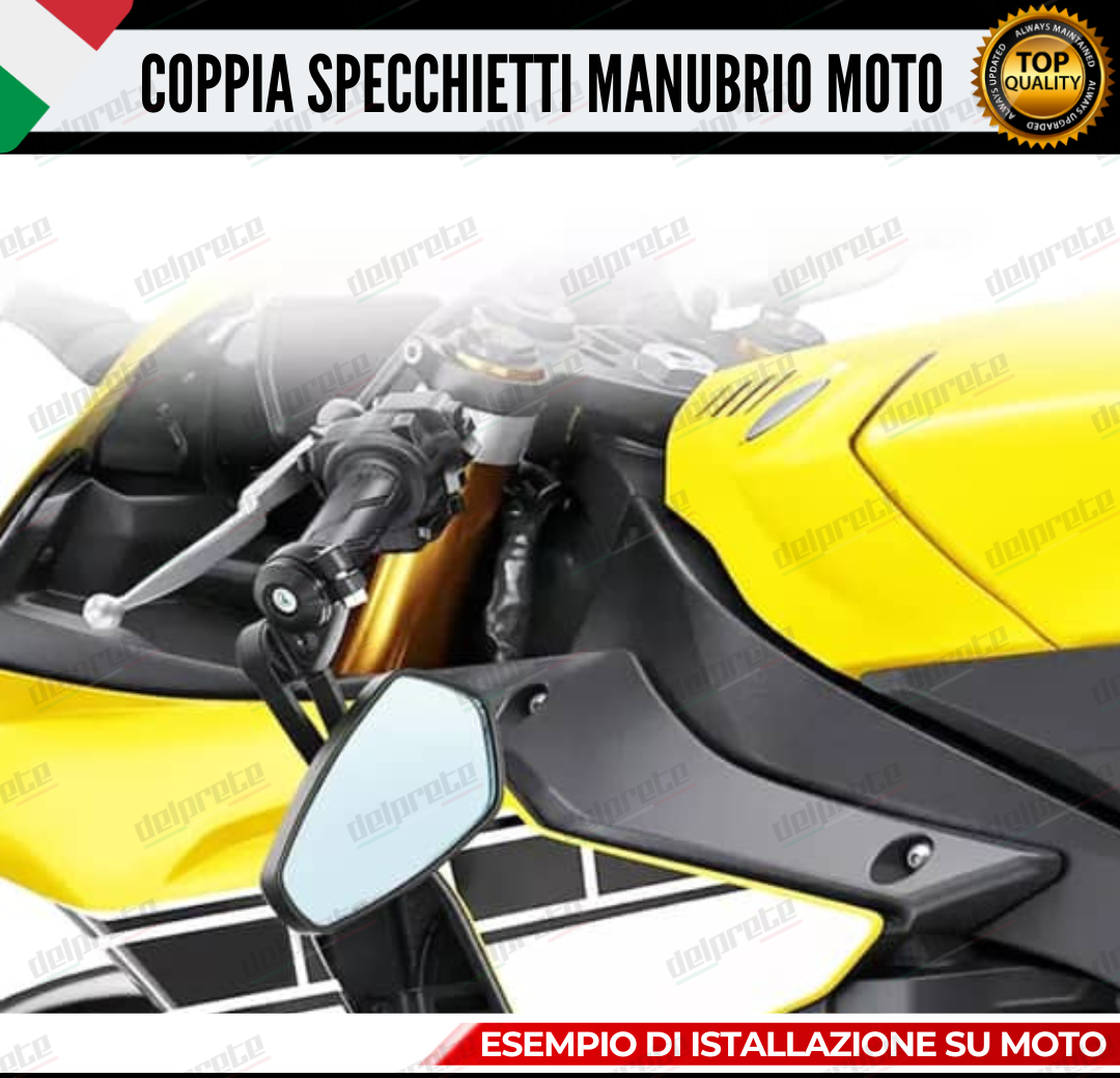 SPECCHIETTI RETROVISORI MANUBRIO COPPIA PER MOTO SCOOTER BAR END NERO CAFE RACER