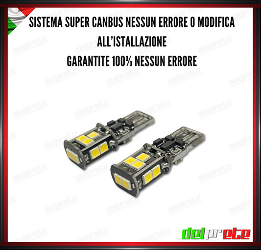 COPPIA T10 LED SUPER CANBUS REALE 100% NO ERROR PLUG/PLAY NESSUNA MODIFICA