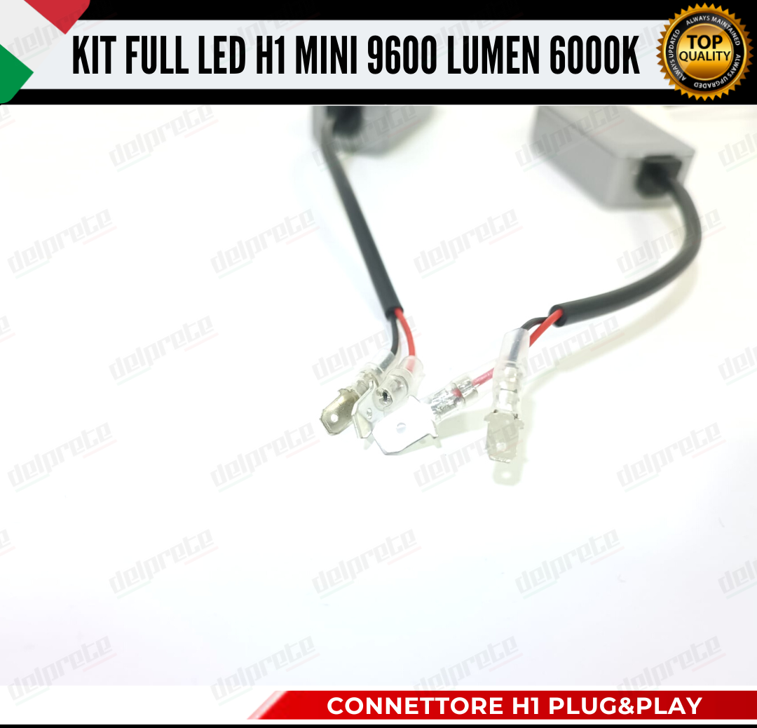 KIT LED H1 MINI FULL LED 6000K XENON CANBUS 9600 LUMEN REALI NO ERROR AUTO MOTO