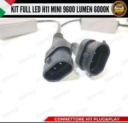 KIT LED H11 MINI FULL LED 6000K XENON CANBUS 9600 LUMEN REALI NO ERROR AUTO MOTO