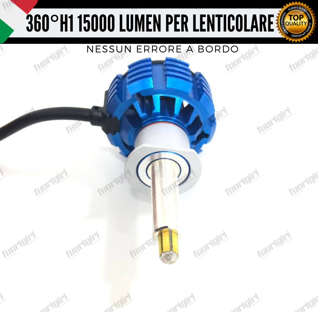 KIT FULL LED H1 360° GRADI 15000L CANBUS SPECIFICO PER FARI LENTICOLARI BIANCO