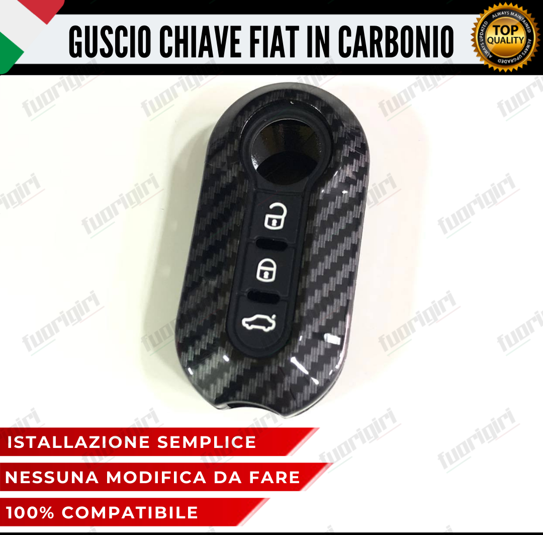 COVER GUSCIO CHIAVE IN CARBONIO 500 FIAT ABARTH LANCIA PUNTO PANDA BRAVO STILO