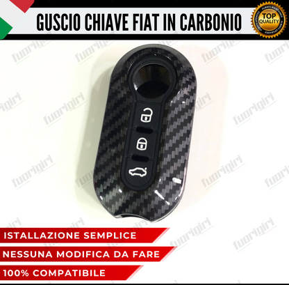 COVER GUSCIO CHIAVE IN CARBONIO 500 FIAT ABARTH LANCIA PUNTO PANDA BRAVO STILO