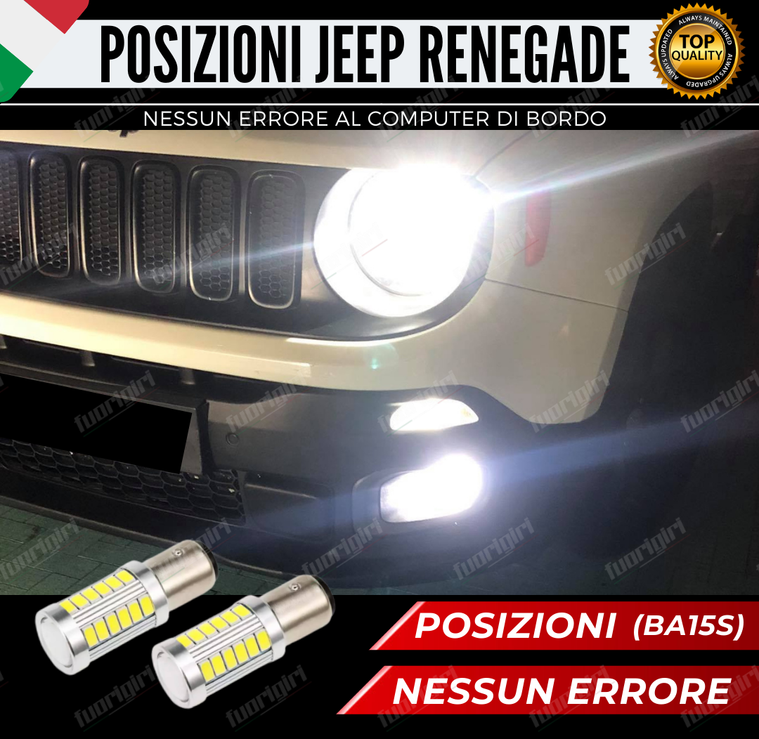 COPPIA LAMPADE DIURNE MY2019 JEEP RENEGADE 33 LED BA15S P21W CANBUS NO ERRORE (dal 2019 in poi)