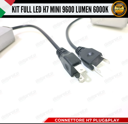 KIT LED H7 MINI FULL LED 6000K XENON CANBUS 9600 LUMEN REALI NO ERROR AUTO MOTO