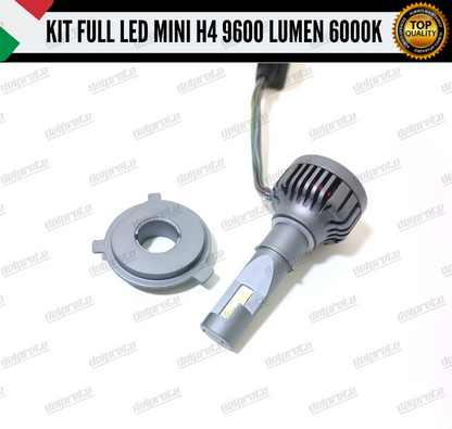 KIT FULL LED H4 6000K 9600 LUMEN 55W REALI BIANCO 100% NO ERROR ANABB+ABB