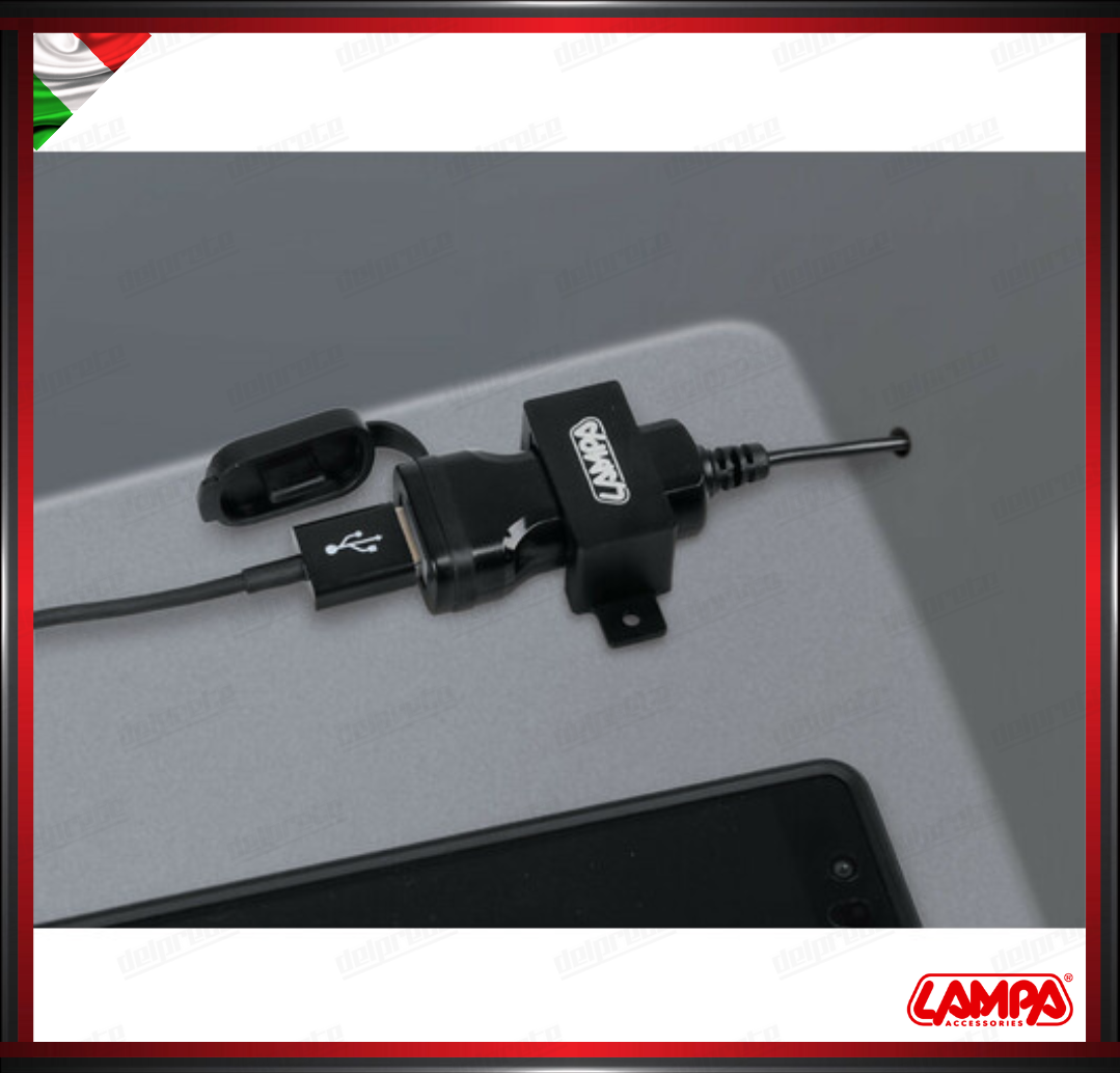 USB FIX OMEGA LAMPA CARICATORE USB MOTO FISSAGGIO CON VITI  - 3000 MA 12/24V