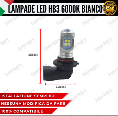 COPPIA LAMPADE HB3 LED BIANCO CREE COB CANBUS 6000K CONSIGLIATE PER FENDINEBBIA