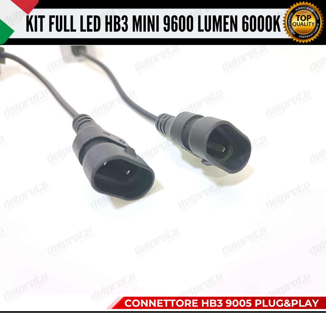 KIT LED HB3 MINI FULL LED 6000K XENON CANBUS 9600 LUMEN REALI NO ERROR AUTO MOTO