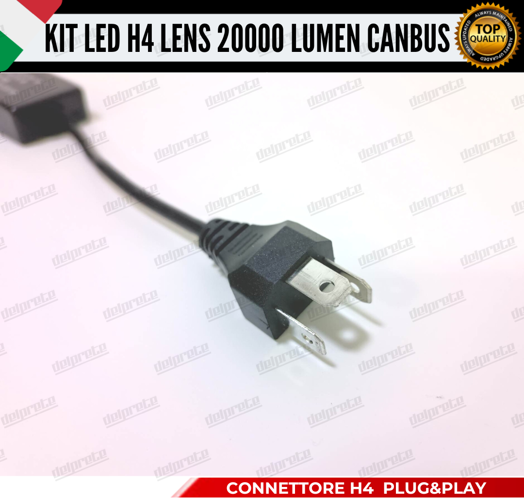 KIT LED H4 BI LED LENS LENTICOLARE 6000K BIANCO CANBUS 20000 LUMEN REALI CANBUS