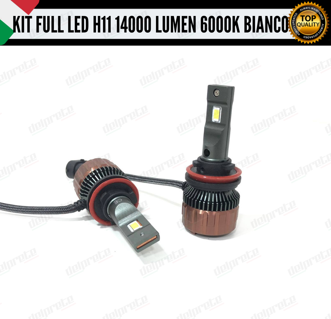 KIT LED FULL H11 6000K BIANCO 14000 LUMEN REALI CANBUS LED 100% NO ERRORE ALLUMINIO AVIAZIONE