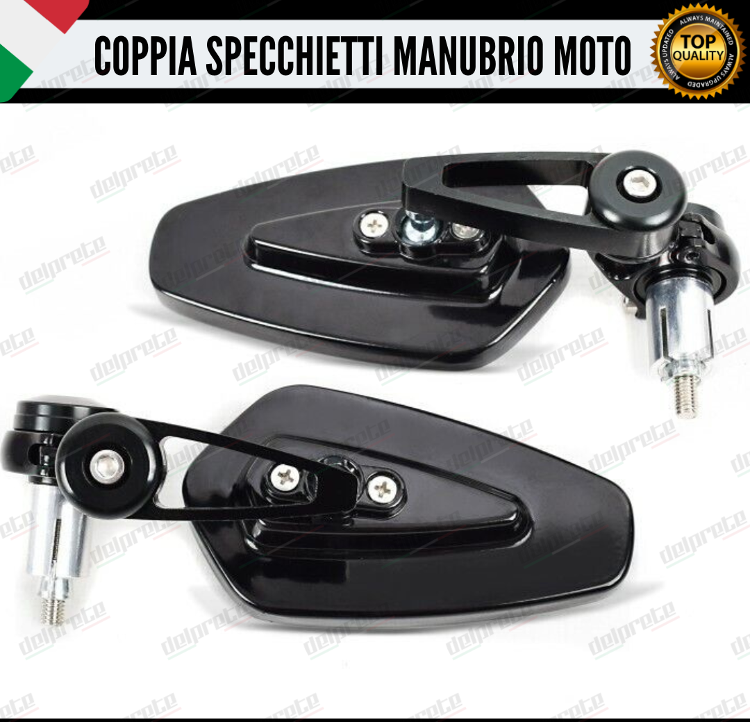 SPECCHIETTI RETROVISORI MANUBRIO COPPIA PER MOTO SCOOTER BAR END NERO CAFE RACER