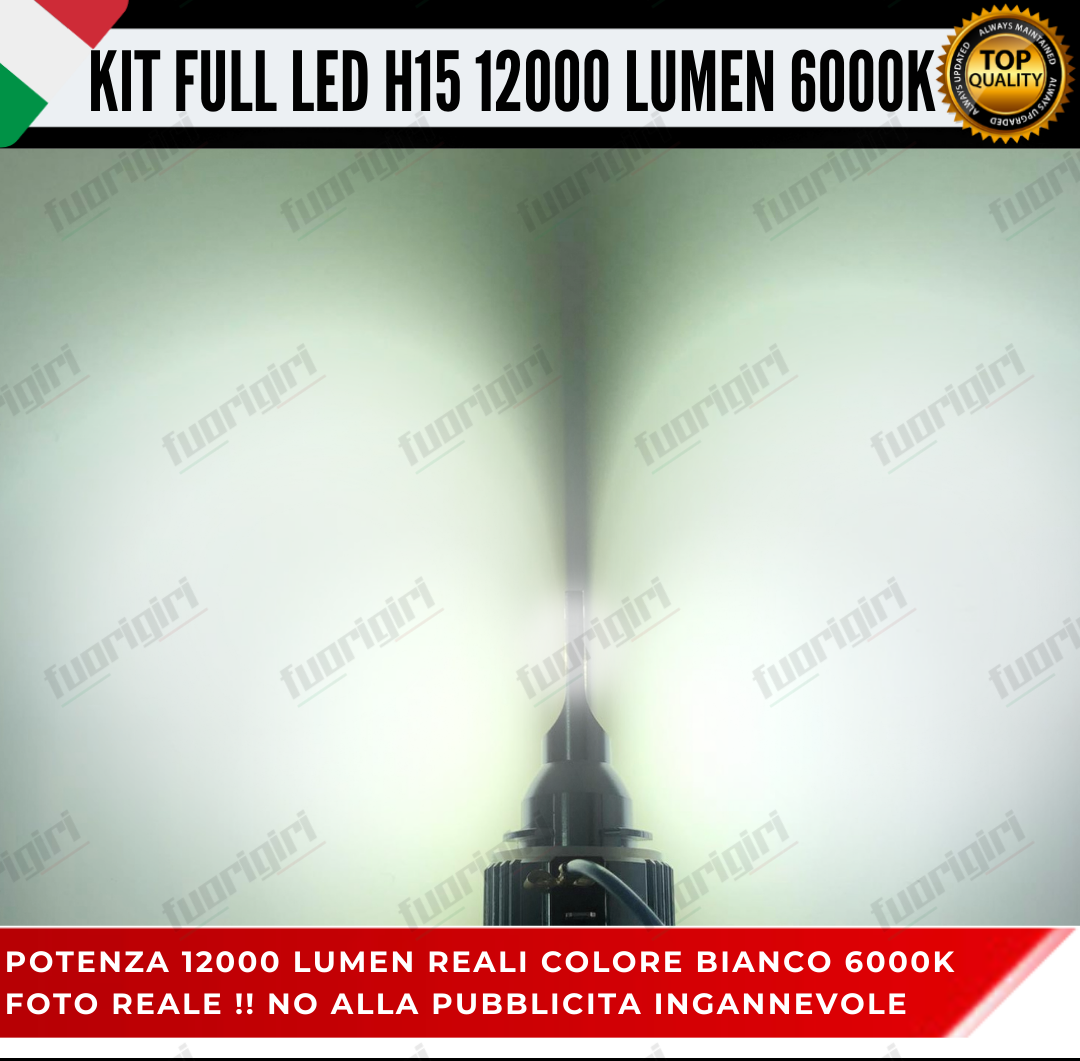 KIT LED H15 CANBUS LUCI DIURNE DRL + ABBAGLIANTI 12000 LUMEN CANBUS NO SPIA