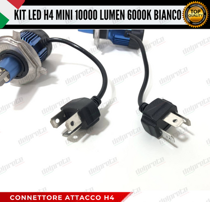 KIT FULL LED LAMPADE LED H4 MINI NO ERROR 6000K BIANCO 10000 LUMEN LM CANBUS