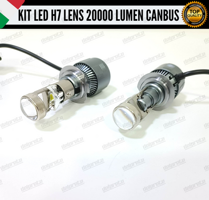 KIT LED H7 BI LED LENS LENTICOLARE 6000K BIANCO CANBUS 20000 LUMEN REALI CANBUS