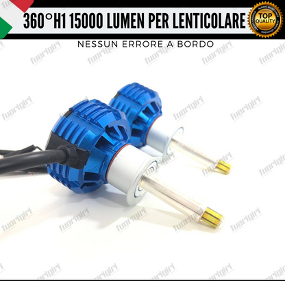 KIT FULL LED H1 360° GRADI 15000L CANBUS SPECIFICO PER FARI LENTICOLARI BIANCO