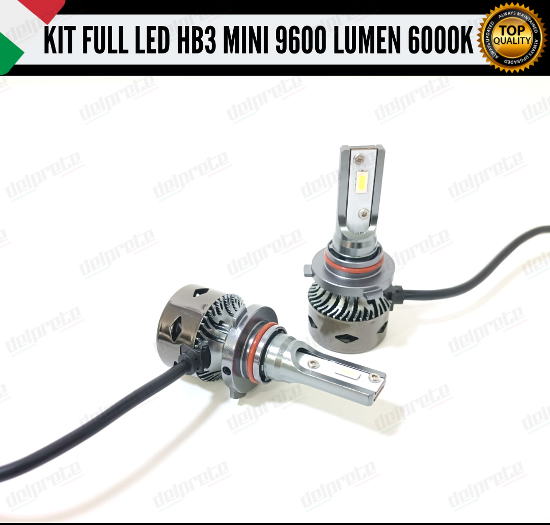 KIT LED HB3 MINI FULL LED 6000K XENON CANBUS 9600 LUMEN REALI NO ERROR AUTO MOTO