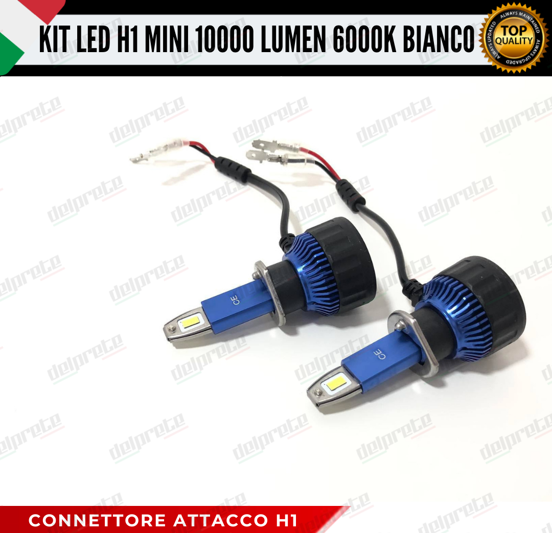 KIT FULL LED LAMPADE LED H1 MINI NO ERROR 6000K BIANCO 10000 LUMEN LM CANBUS