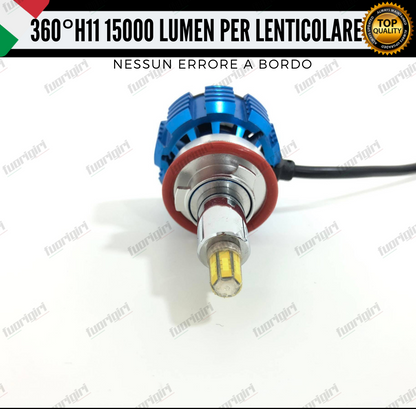 KIT FULL LED H11 360° GRADI 15000L CANBUS SPECIFICO PER FARI LENTICOLARI BIANCO