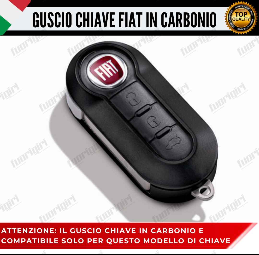 COVER GUSCIO CHIAVE IN CARBONIO 500 FIAT ABARTH LANCIA PUNTO PANDA BRAVO STILO