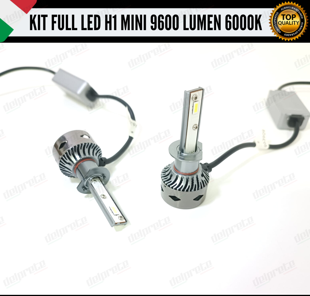 KIT LED H1 MINI FULL LED 6000K XENON CANBUS 9600 LUMEN REALI NO ERROR AUTO MOTO