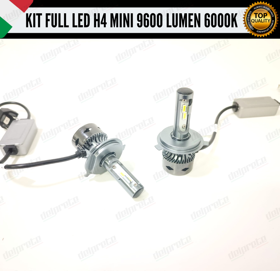 Kit Full Led 6000k canbus COPPIA LAMPADE H4 Luce Bianca No Error