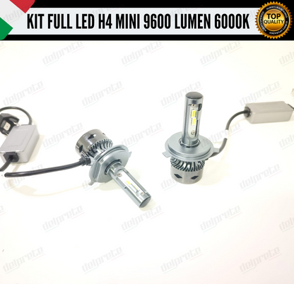 KIT LED H4 MINI FULL LED 6000K XENON CANBUS 9600 LUMEN REALI NO ERROR AUTO MOTO