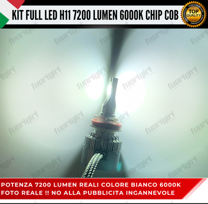 KIT FULL LED H11 CANBUS 7200 LUMEN REALI 6000K BIANCO NESSUN ERRORE AUTO