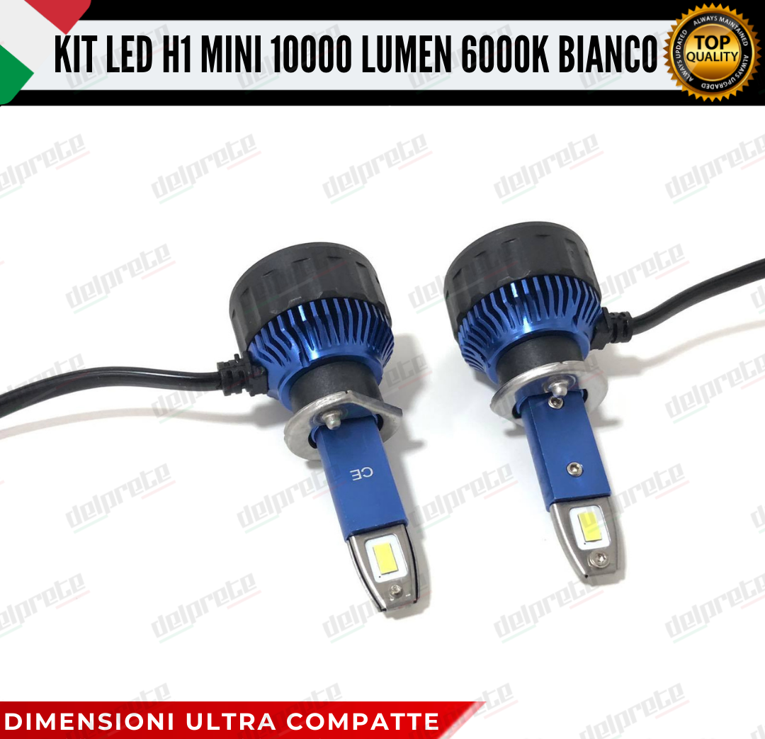 KIT FULL LED LAMPADE LED H1 MINI NO ERROR 6000K BIANCO 10000 LUMEN LM CANBUS