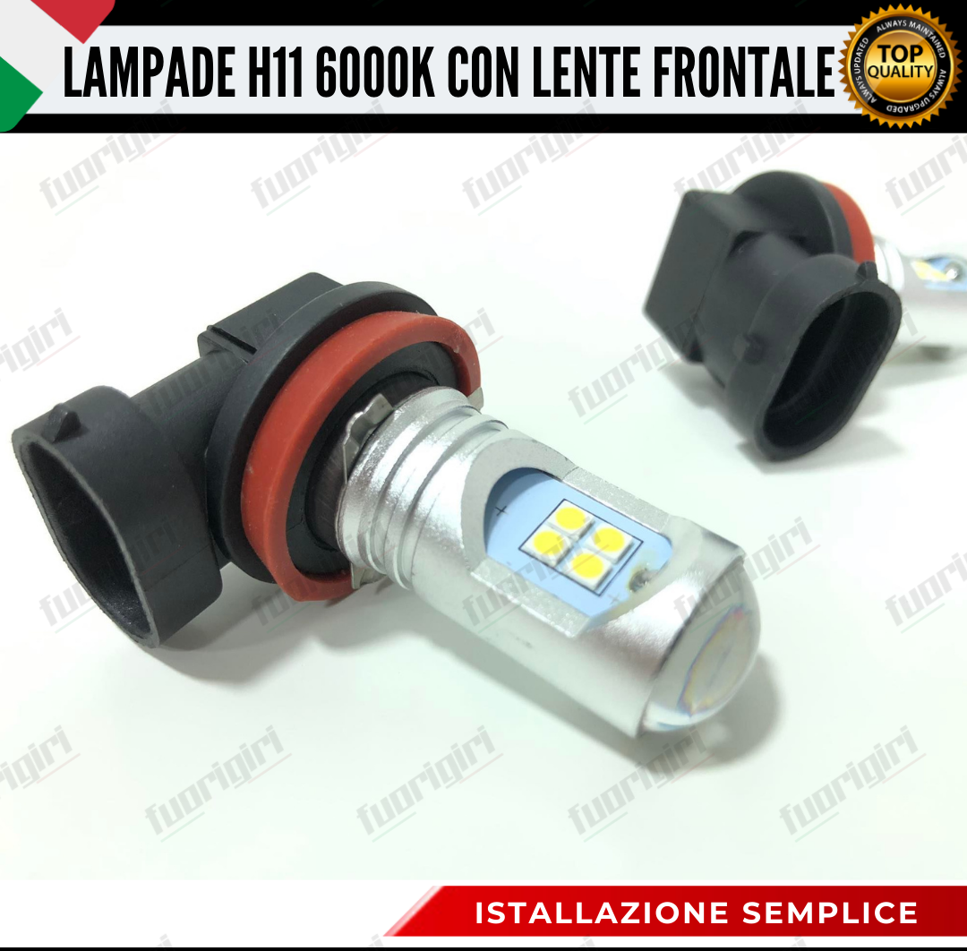 COPPIA LAMPADE H11 LED BIANCO CREE COB CANBUS 6000K CONSIGLIATE PER FENDINEBBIA