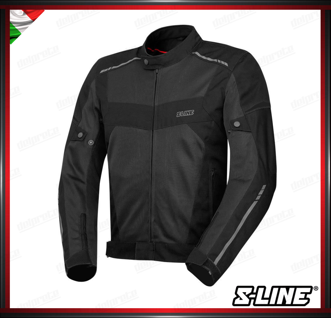 S-LINE - R-COOLER GIACCA MOTO IN TESSUTO ESTIVO MESH TRASPIRANTE - NERO