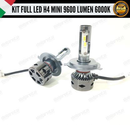 KIT LED H4 MINI FULL LED 6000K XENON CANBUS 9600 LUMEN REALI NO ERROR AUTO MOTO