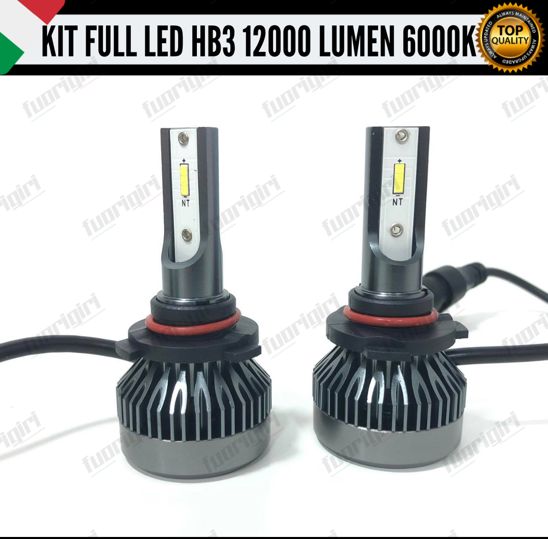 KIT FULL LED HB3 9005 12000L CANBUS 6000K BIANCO PER FARI A PARABOLA NO ERRORE