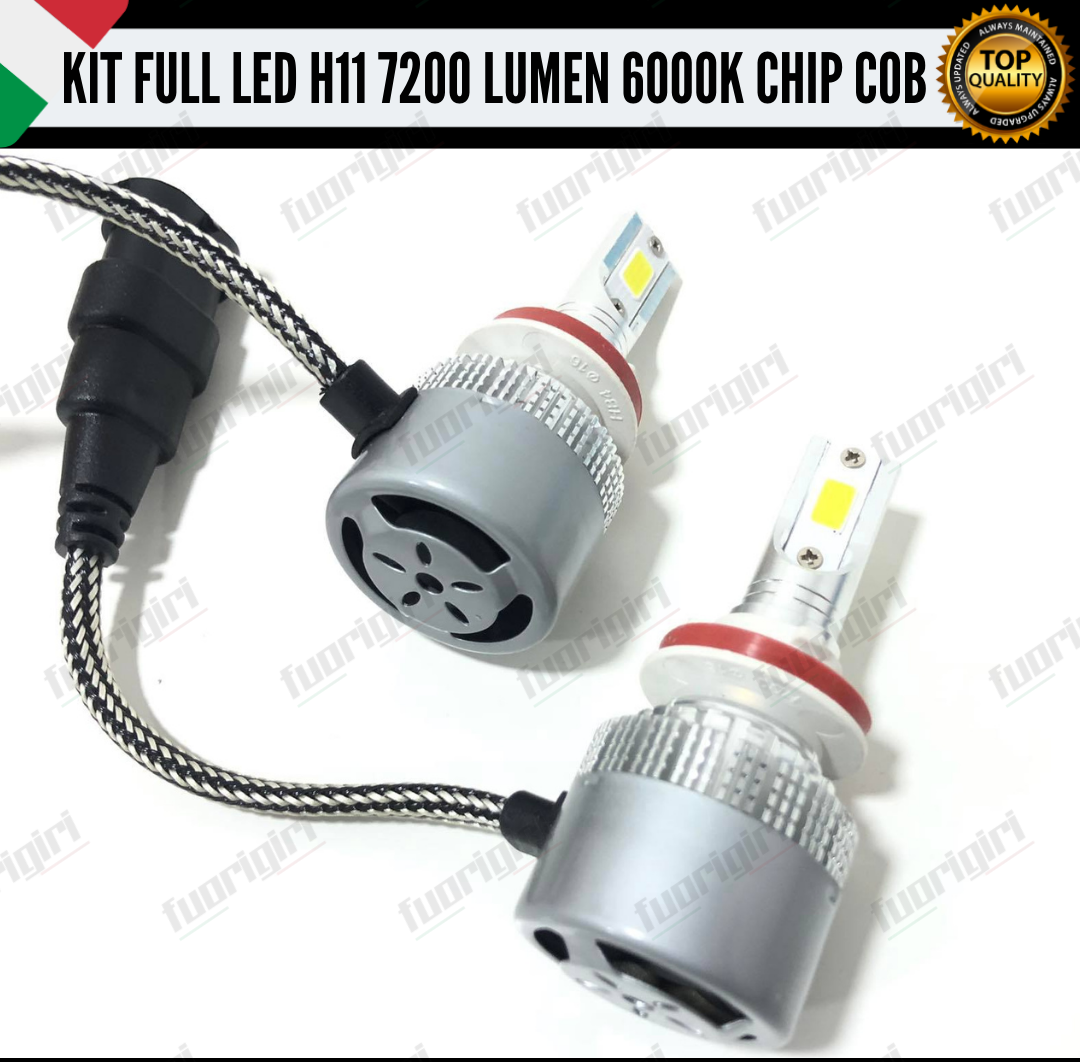 KIT FULL LED H11 CANBUS 7200 LUMEN REALI 6000K BIANCO NESSUN ERRORE AUTO