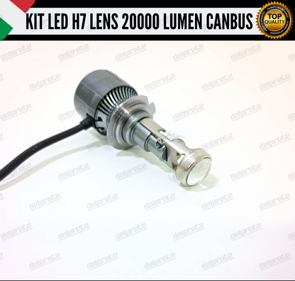 KIT LED H7 BI LED LENS LENTICOLARE 6000K BIANCO CANBUS 20000 LUMEN REALI CANBUS