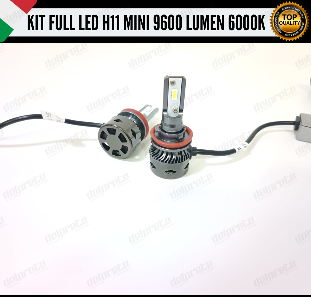 KIT LED H11 MINI FULL LED 6000K XENON CANBUS 9600 LUMEN REALI NO ERROR AUTO MOTO