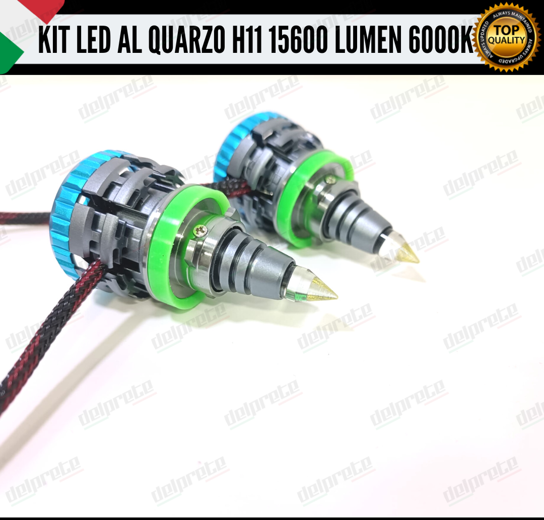 KIT LED H11 AL QUARZO MONO LED 360° PER FARI LENTICOLARI 15600 LUMEN 6000K CANBUS