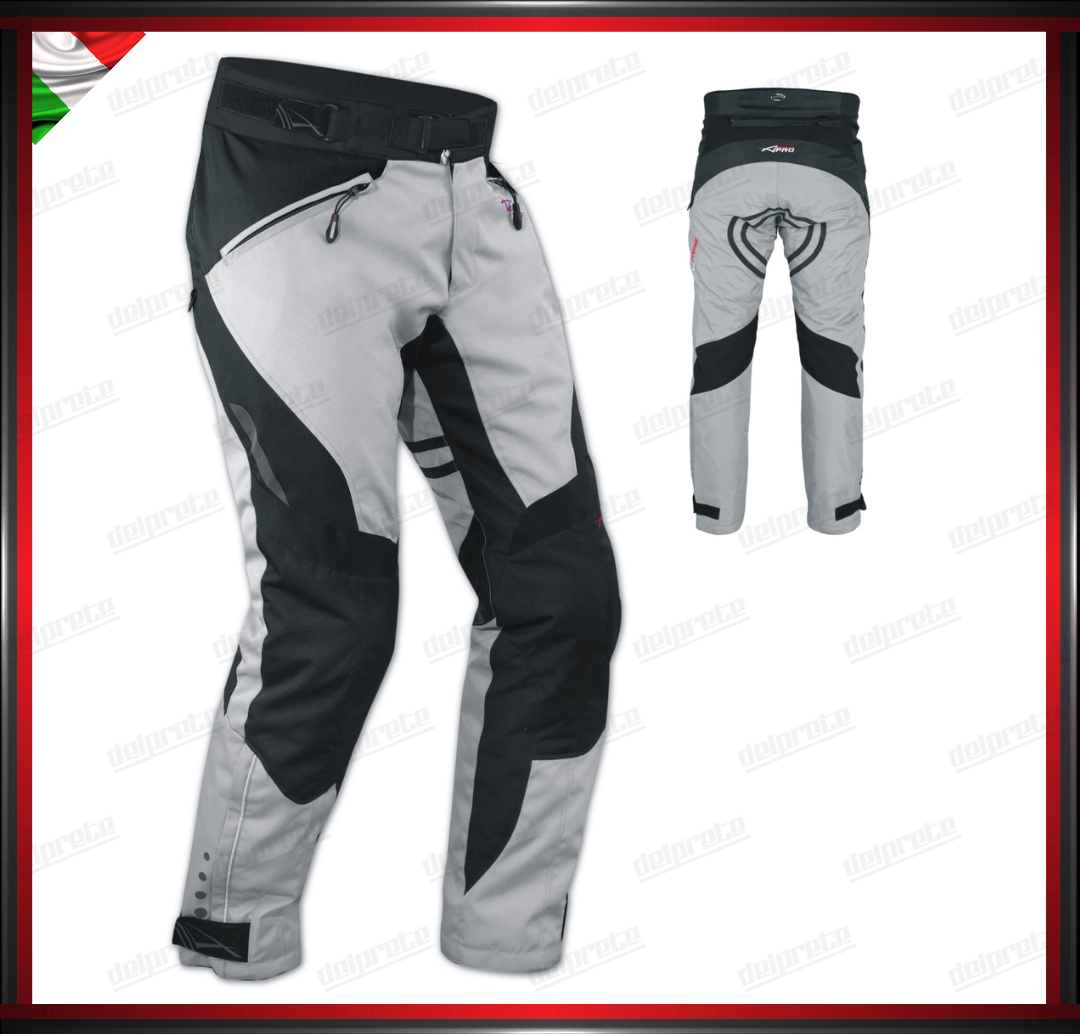 PANTALONI MOTO GRIGIO IN TESSUTO CORDURA IMPERMEABILI TERMICA ESTRAIBILE PROTEZIONI OMOLOGATE CE