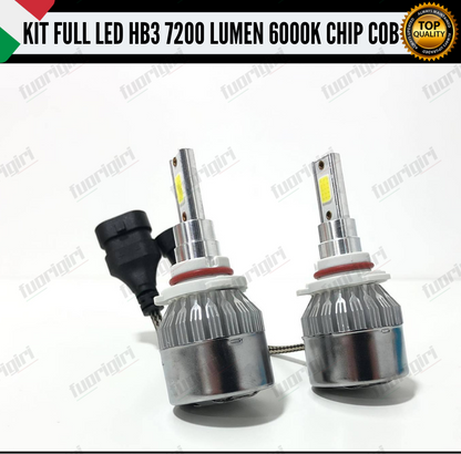 KIT FULL LED HB3 9005 CANBUS 7200 LUMEN REALI 6000K BIANCO NESSUN ERRORE AUTO